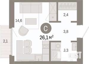 Студия квартира, вторичка, 26м2, 4/9 этаж