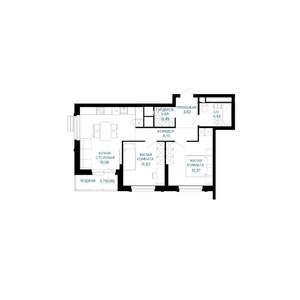 2-к квартира, строящийся дом, 60м2, 23/30 этаж