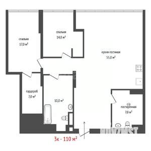 3-к квартира, вторичка, 110м2, 11/22 этаж
