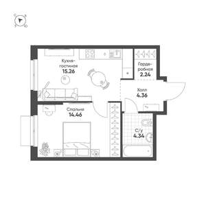 1-к квартира, строящийся дом, 41м2, 5/25 этаж