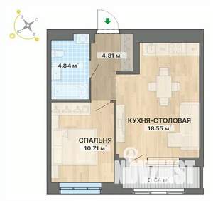 1-к квартира, вторичка, 43м2, 2/15 этаж