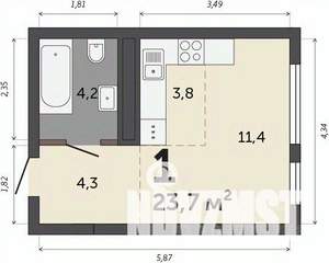 Студия квартира, строящийся дом, 24м2, 24/30 этаж