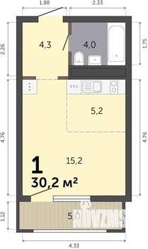 Студия квартира, строящийся дом, 30м2, 14/19 этаж