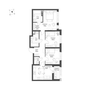 3-к квартира, вторичка, 71м2, 9/16 этаж