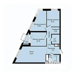 3-к квартира, строящийся дом, 76м2, 20/30 этаж