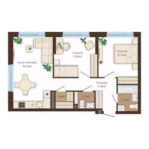 2-к квартира, вторичка, 60м2, 14/25 этаж