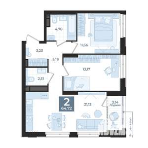 2-к квартира, вторичка, 65м2, 15/31 этаж