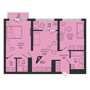2-к квартира, вторичка, 59м2, 7/31 этаж