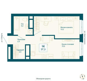 1-к квартира, вторичка, 37м2, 21/21 этаж