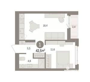 1-к квартира, вторичка, 43м2, 9/16 этаж