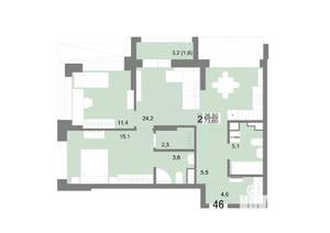 2-к квартира, вторичка, 74м2, 9/25 этаж