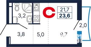 Студия квартира, строящийся дом, 24м2, 6/6 этаж
