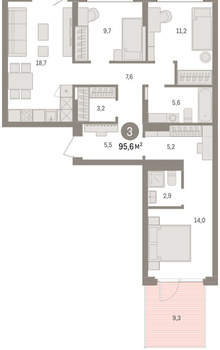 3-к квартира, вторичка, 96м2, 2/25 этаж