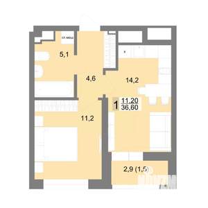 1-к квартира, вторичка, 37м2, 6/25 этаж