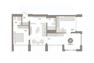 2-к квартира, вторичка, 72м2, 23/24 этаж