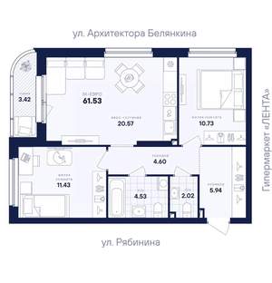 2-к квартира, вторичка, 62м2, 5/26 этаж