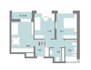 2-к квартира, строящийся дом, 58м2, 24/25 этаж
