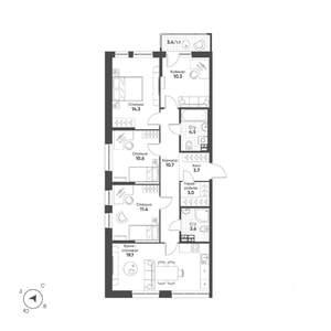 4-к квартира, строящийся дом, 94м2, 6/15 этаж