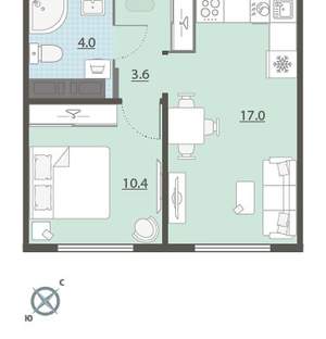 1-к квартира, вторичка, 35м2, 13/24 этаж