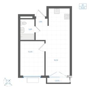 1-к квартира, вторичка, 35м2, 4/4 этаж