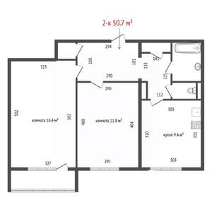 2-к квартира, вторичка, 51м2, 7/9 этаж