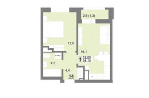 1-к квартира, вторичка, 38м2, 3/26 этаж