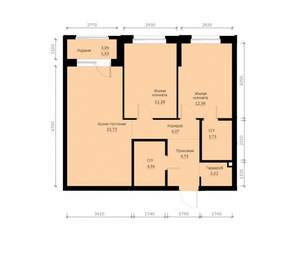 2-к квартира, вторичка, 68м2, 24/30 этаж