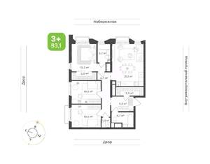 3-к квартира, вторичка, 83м2, 24/24 этаж