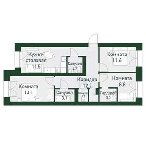 3-к квартира, вторичка, 71м2, 1/4 этаж