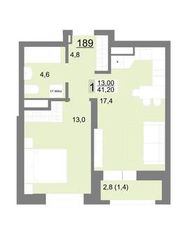 1-к квартира, вторичка, 41м2, 22/26 этаж