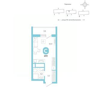 Студия квартира, вторичка, 27м2, 15/20 этаж