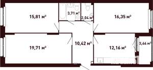 3-к квартира, строящийся дом, 81м2, 9/12 этаж