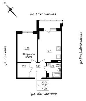 1-к квартира, строящийся дом, 41м2, 20/25 этаж