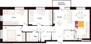 3-к квартира, вторичка, 91м2, 5/9 этаж