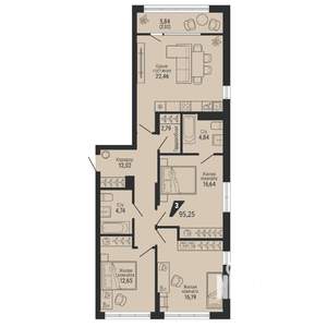 3-к квартира, вторичка, 95м2, 14/22 этаж