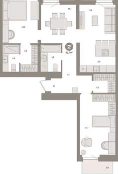 2-к квартира, вторичка, 93м2, 7/16 этаж