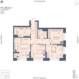 3-к квартира, вторичка, 88м2, 9/29 этаж