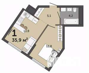 1-к квартира, вторичка, 36м2, 17/30 этаж