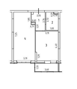 1-к квартира, вторичка, 45м2, 7/25 этаж