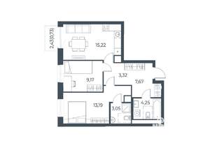 2-к квартира, строящийся дом, 58м2, 5/31 этаж