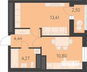 1-к квартира, вторичка, 34м2, 11/16 этаж