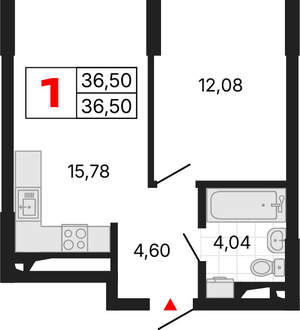 1-к квартира, вторичка, 37м2, 9/25 этаж