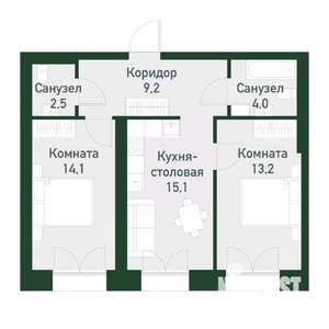 2-к квартира, вторичка, 58м2, 4/4 этаж