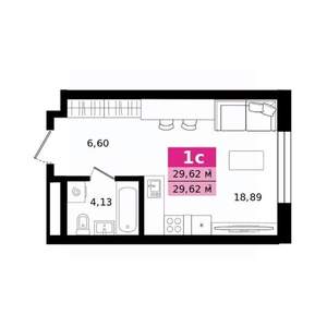 Студия квартира, строящийся дом, 30м2, 7/27 этаж