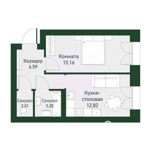1-к квартира, вторичка, 40м2, 2/4 этаж