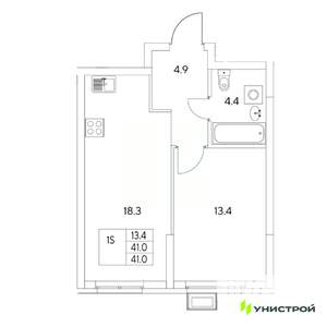 1-к квартира, вторичка, 41м2, 4/31 этаж