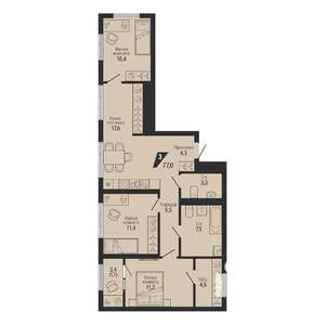 3-к квартира, вторичка, 77м2, 11/31 этаж