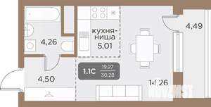 Студия квартира, вторичка, 30м2, 9/24 этаж