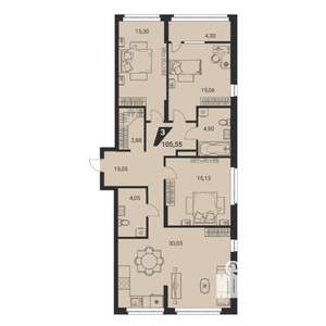 4-к квартира, вторичка, 105м2, 20/22 этаж