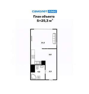 Студия квартира, вторичка, 25м2, 4/4 этаж